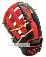 Rawlings  2024 GS4HTCY719系列 壘球用 右手戴 外野井字型手套(黑/紅)